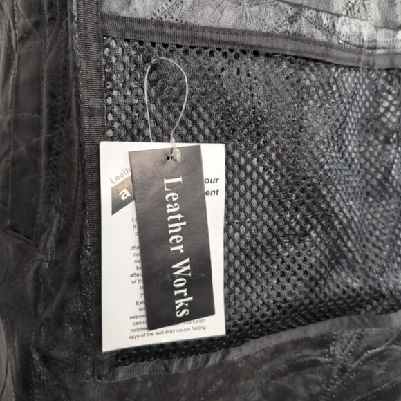 NWT Leather Works Leather Utility Kitchen Premium Sleek Black Apron - Picture 3 of 6
